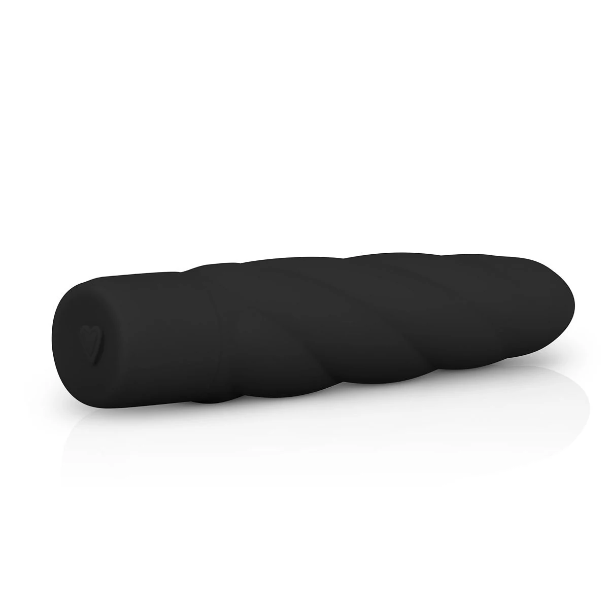 Schwarzer Vibrator aus Silikon mit gedrehtem Schaft