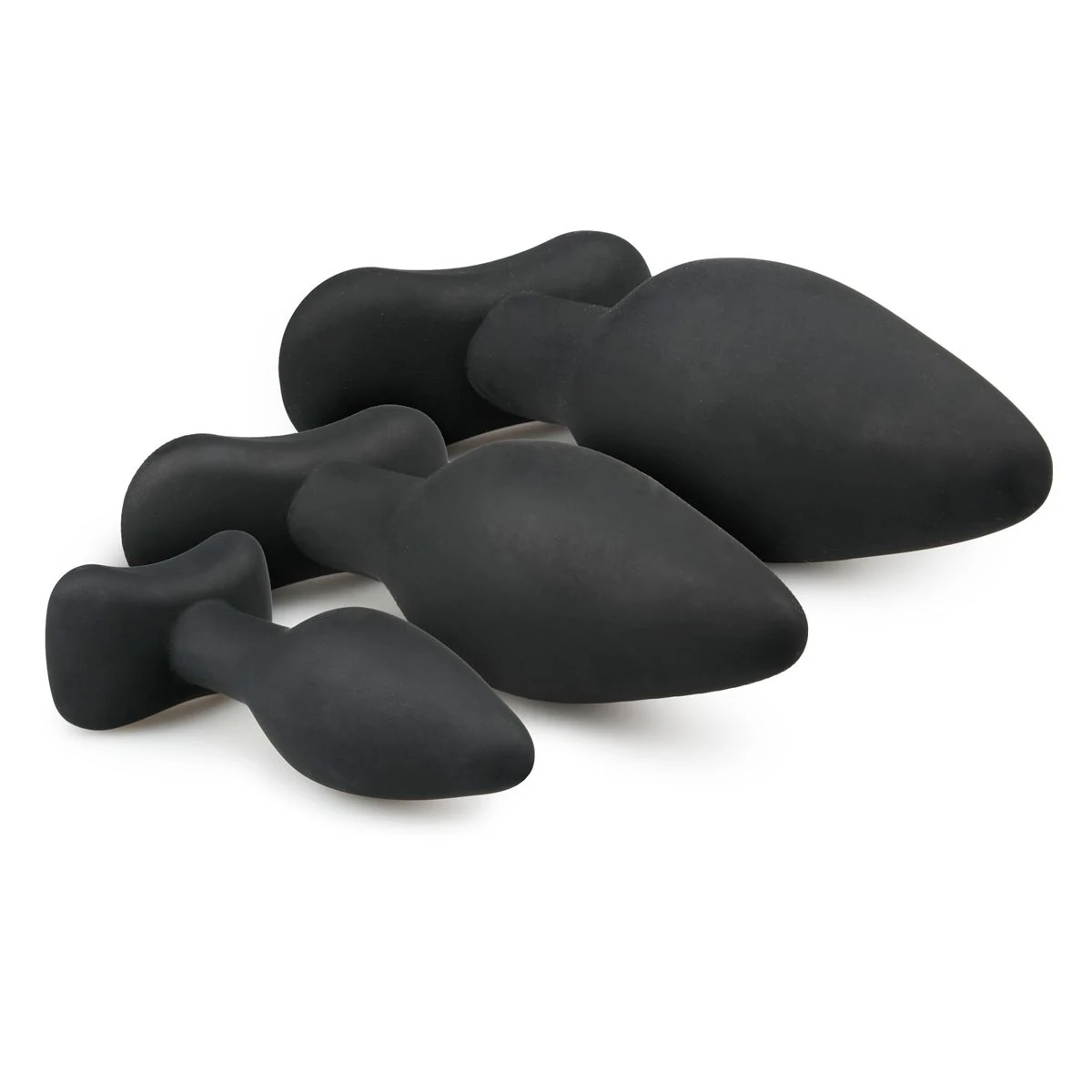 Analplug-Set aus Silikon in Schwarz, 3-teilig und unisex geeignet