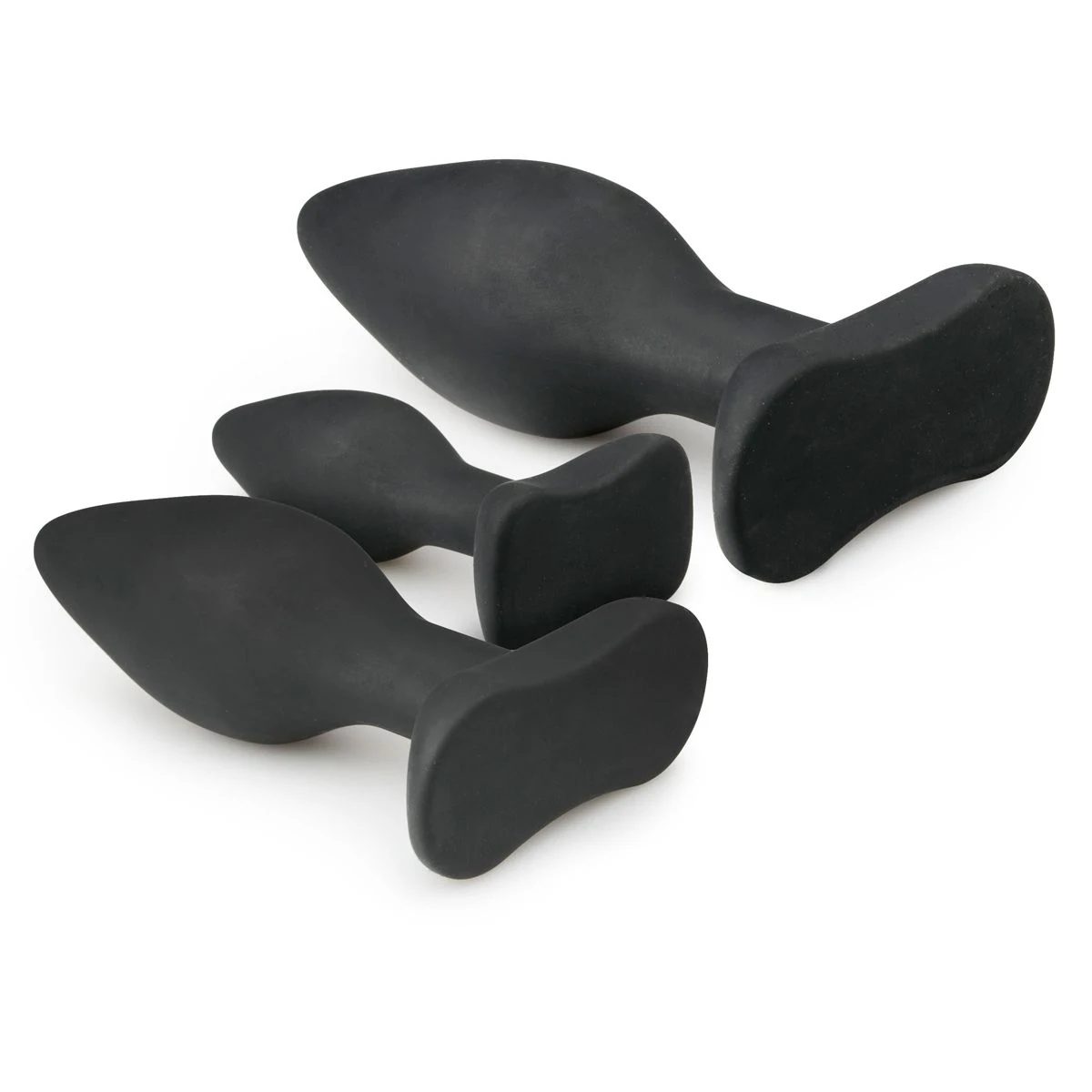 Schwarze Buttplugs aus Silikon im Set für anale Stimulation