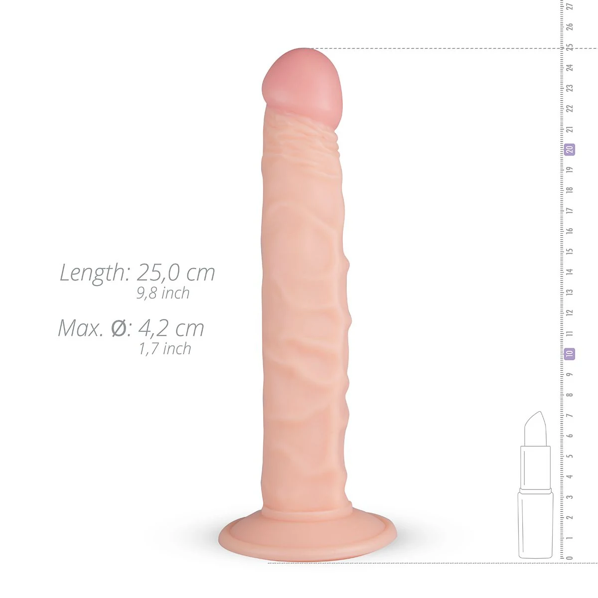 Scott Dildo aus PVC mit Venenstruktur und beige Farbe