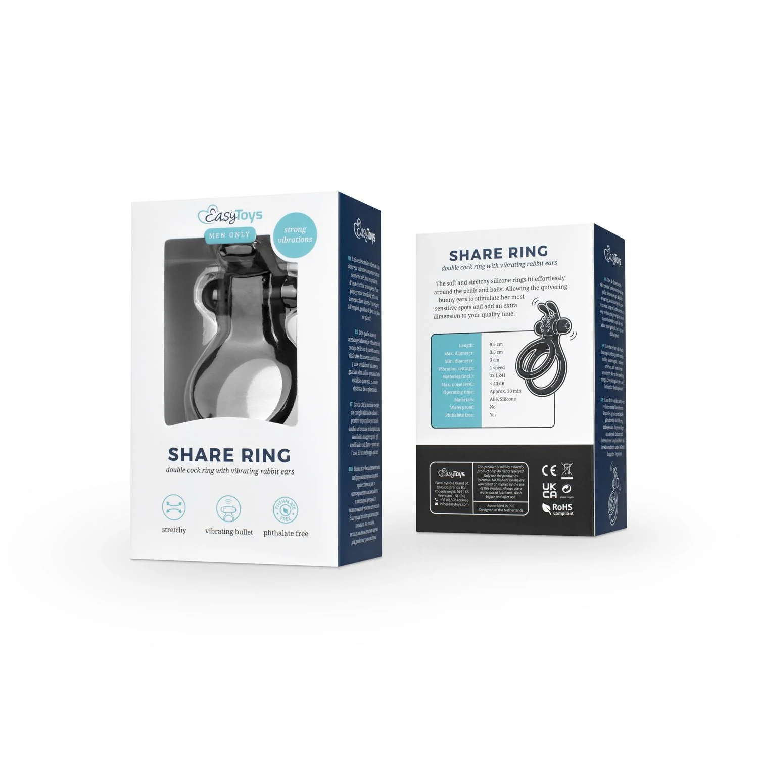 Vibrierender Doppel-Penisring aus Silikon mit abnehmbarem Mini-Kugelvibrator