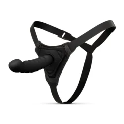 Silikon Umschnalldildo gebogen von Toys Fetish mit verstellbarem Gurtzeug in Schwarz