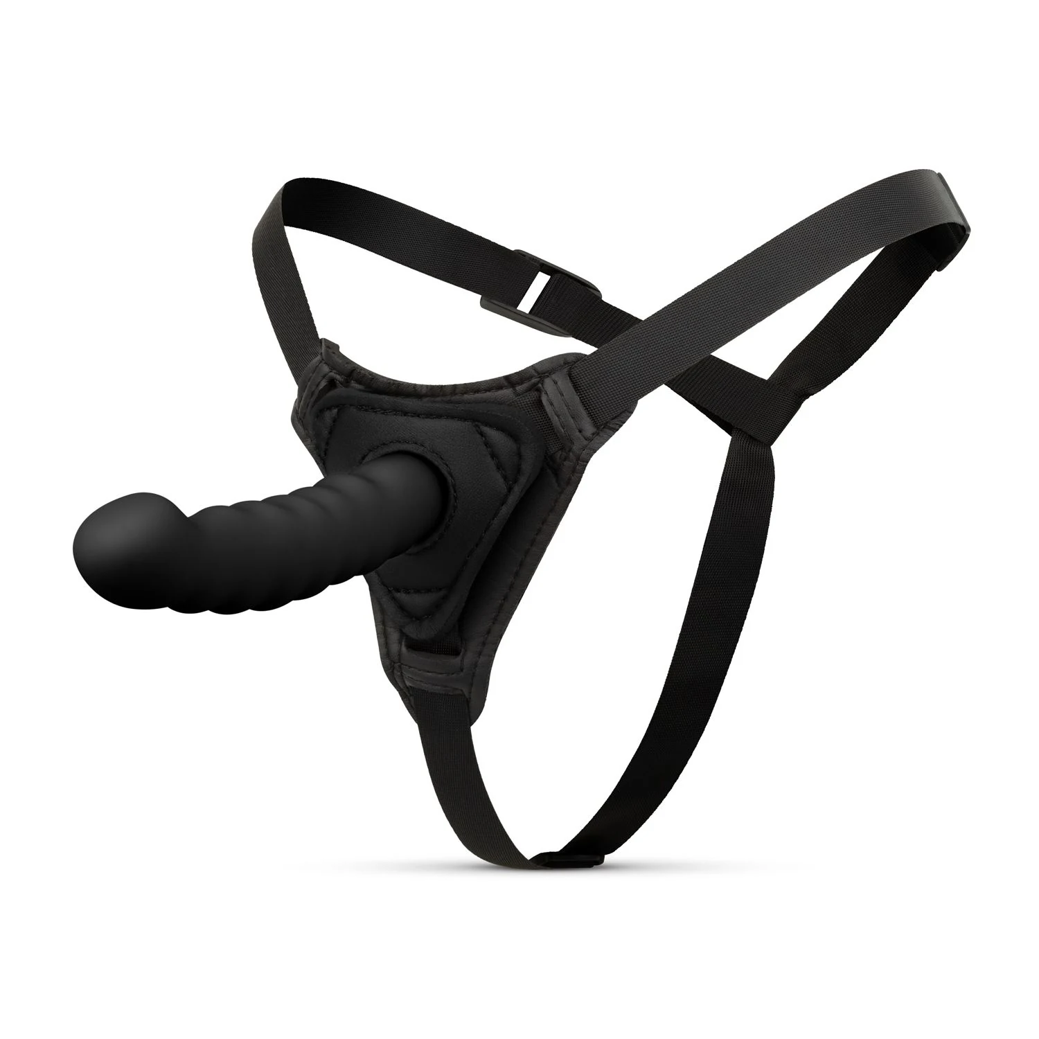 Silikon Umschnalldildo gebogen von Toys Fetish mit verstellbarem Gurtzeug in Schwarz