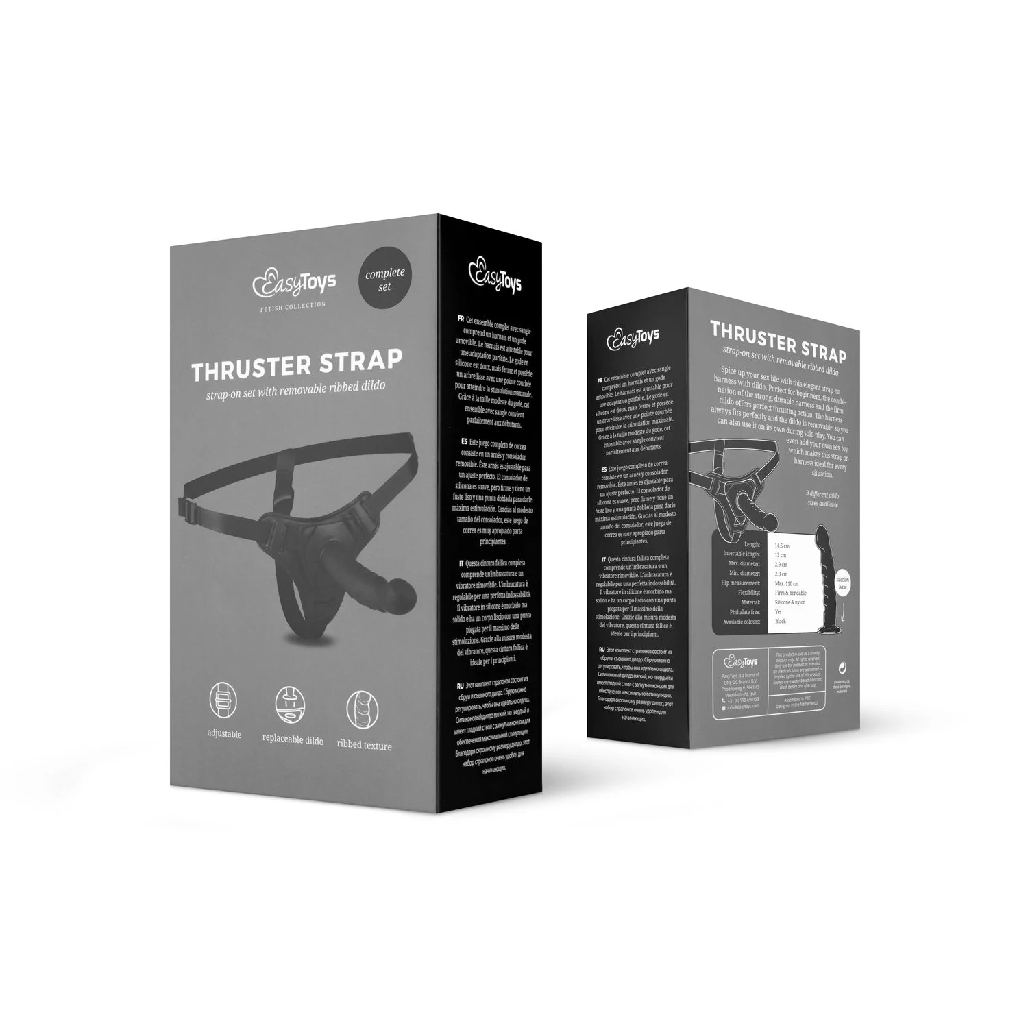 Gebogener Silikondildo mit Rillen für Gurtzeug, kompakte Größe für Beginner