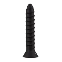 Schwarzer spiraliger Anal-Vibrator 15,5 cm mit Griff und Druckknöpfen
