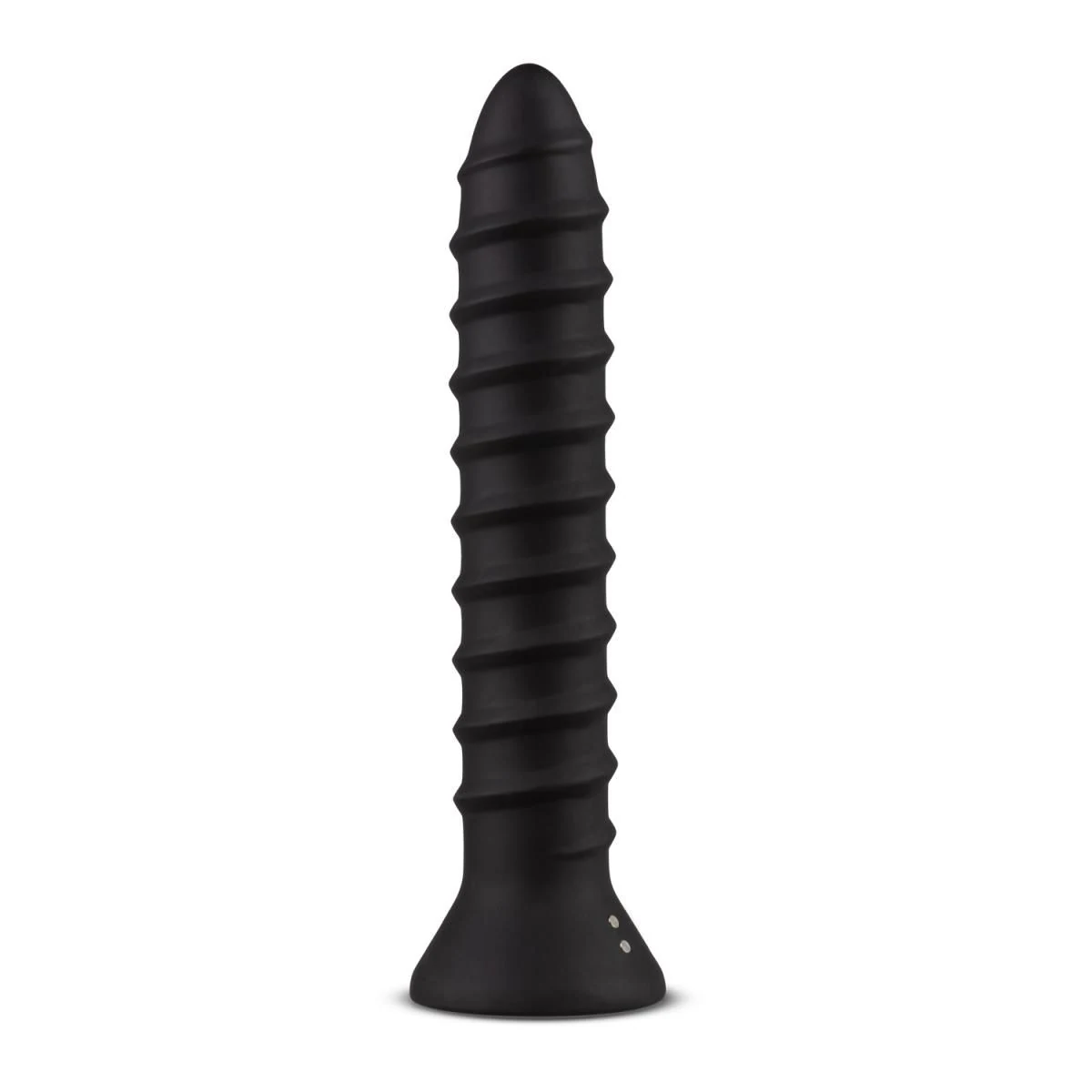Schwarzer spiraliger Anal-Vibrator 15,5 cm mit Griff und Druckknöpfen