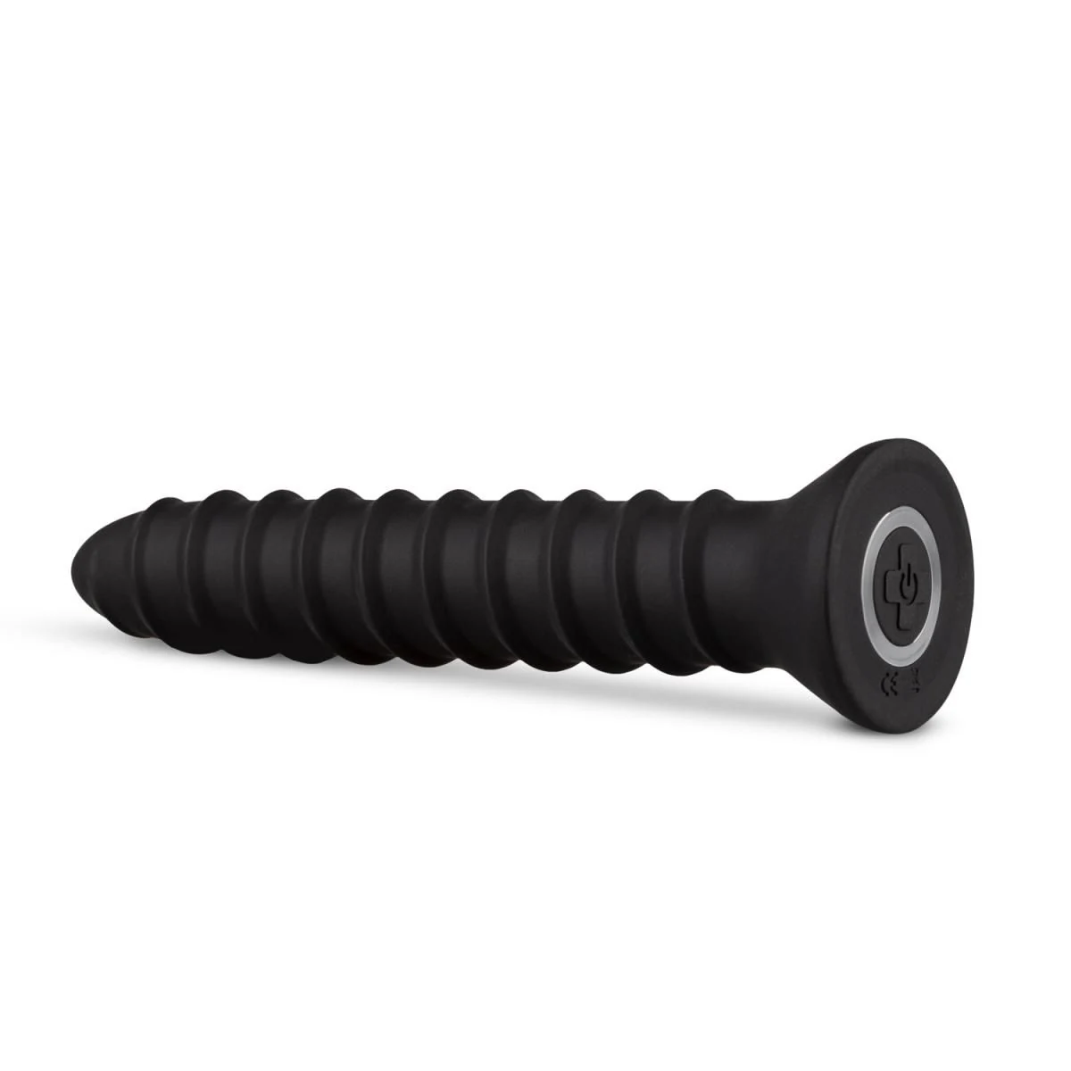 Anal-Vibrator in Schwarz mit Spiral-Design und breiter Basis