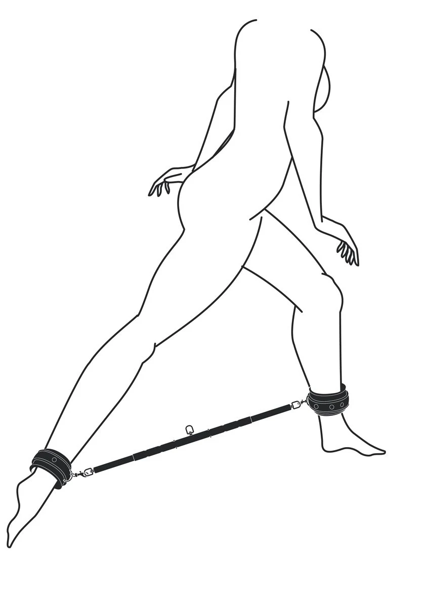 Schwarze Bondage-Spreizstange mit abnehmbaren Handgelenksmanschetten