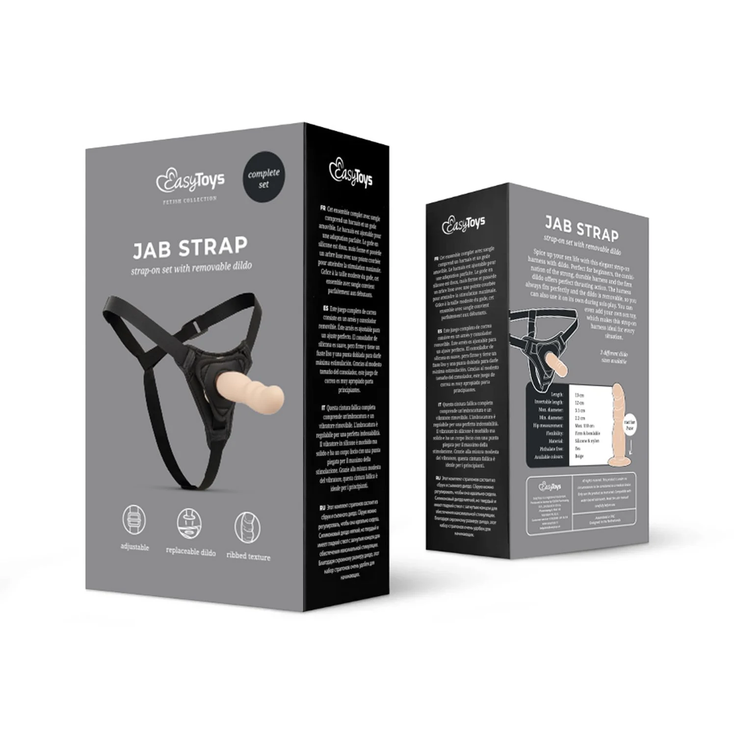 Beiger Strap-on Dildo mit leicht gerilltem Schaft