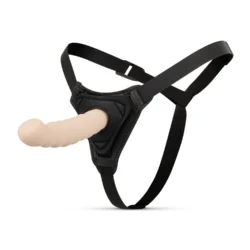 Beiger Strap-On Dildo mit Harness von Toys Fetish Collection und gerilltem Schaft