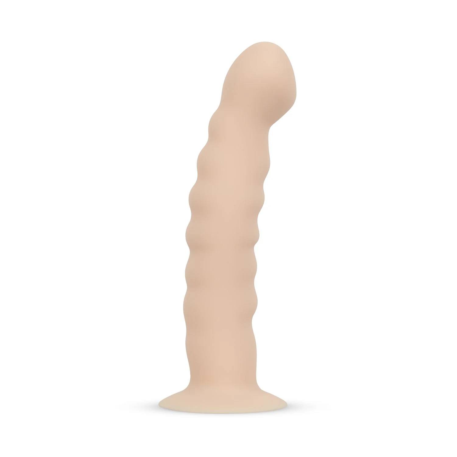 Strap-On Dildo mit Harness, leicht gebogen mit abgerundeter Spitze