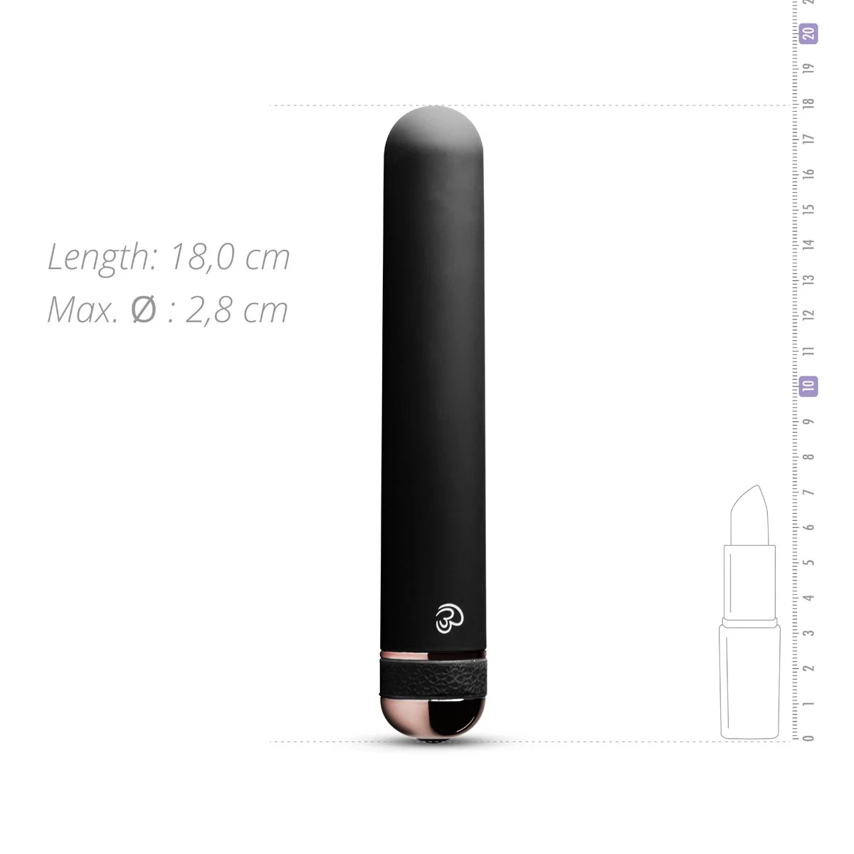 Klassischer schwarzer Vibrator mit 10 verstellbaren Vibrationseinstellungen