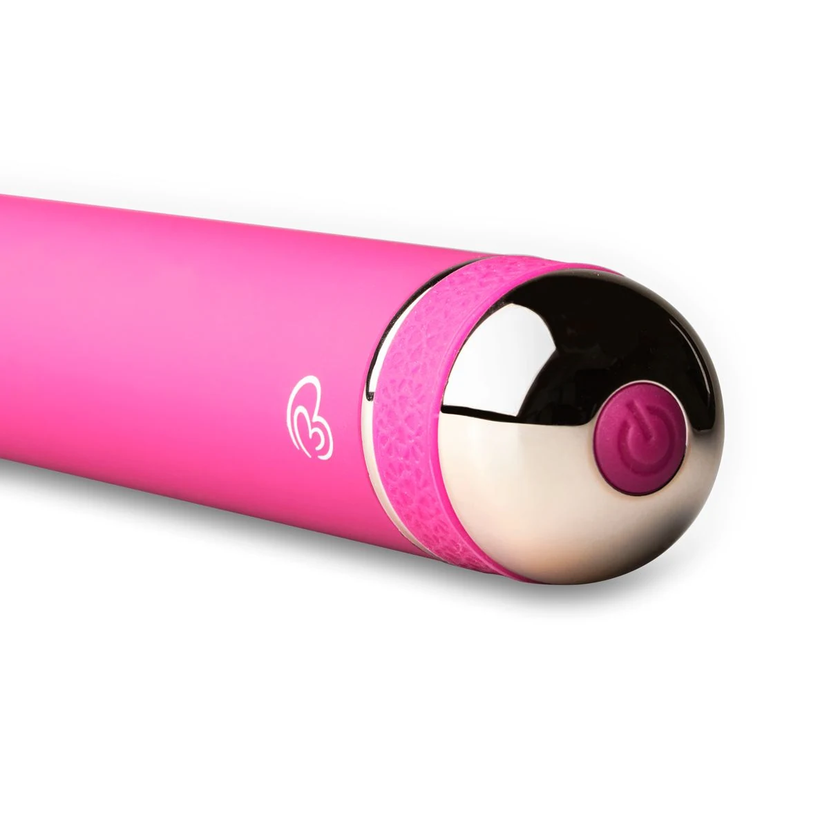 Rosa klassischer Vibrator mit rotgoldenem Bedienfeld und Druckknopf