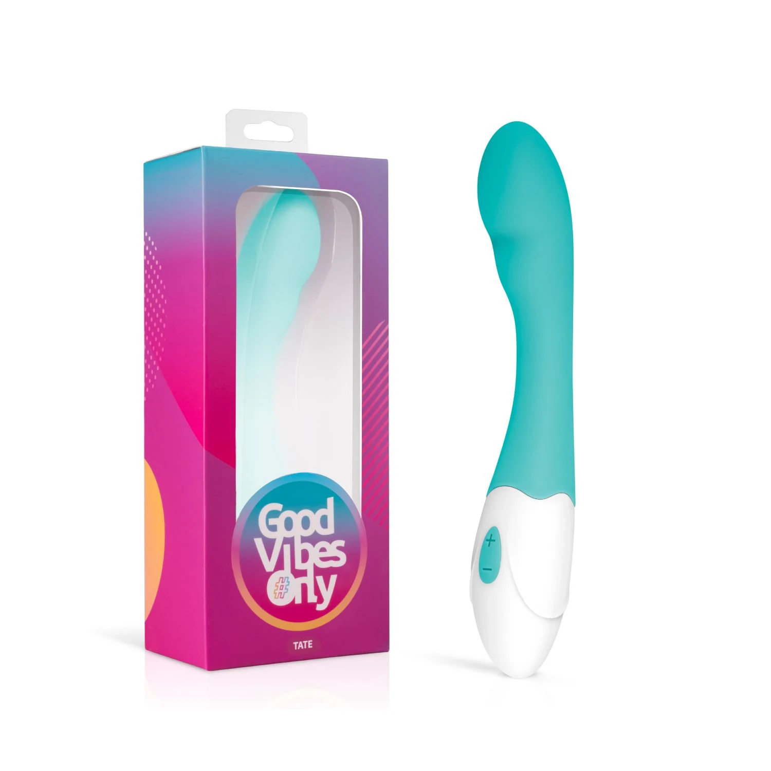 Türkis-grüner Vibrator Tate mit maximal 32 mm Durchmesser