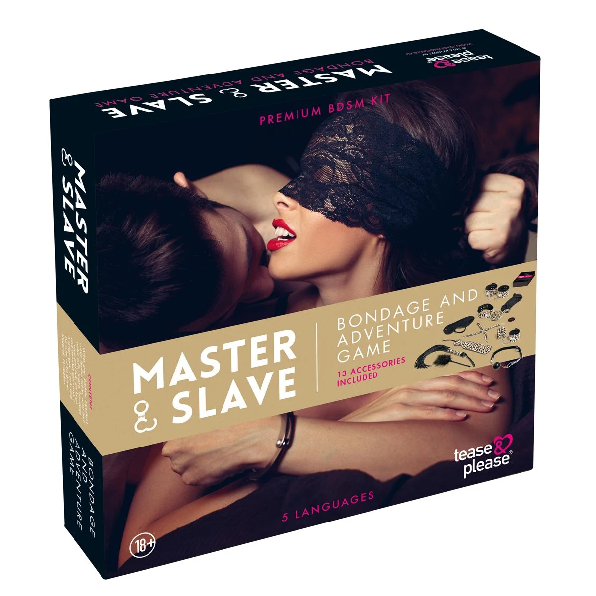 Bondage Set für Paare mit Handschellen, Augenmaske, Paddle und weiteren BDSM-Artikeln