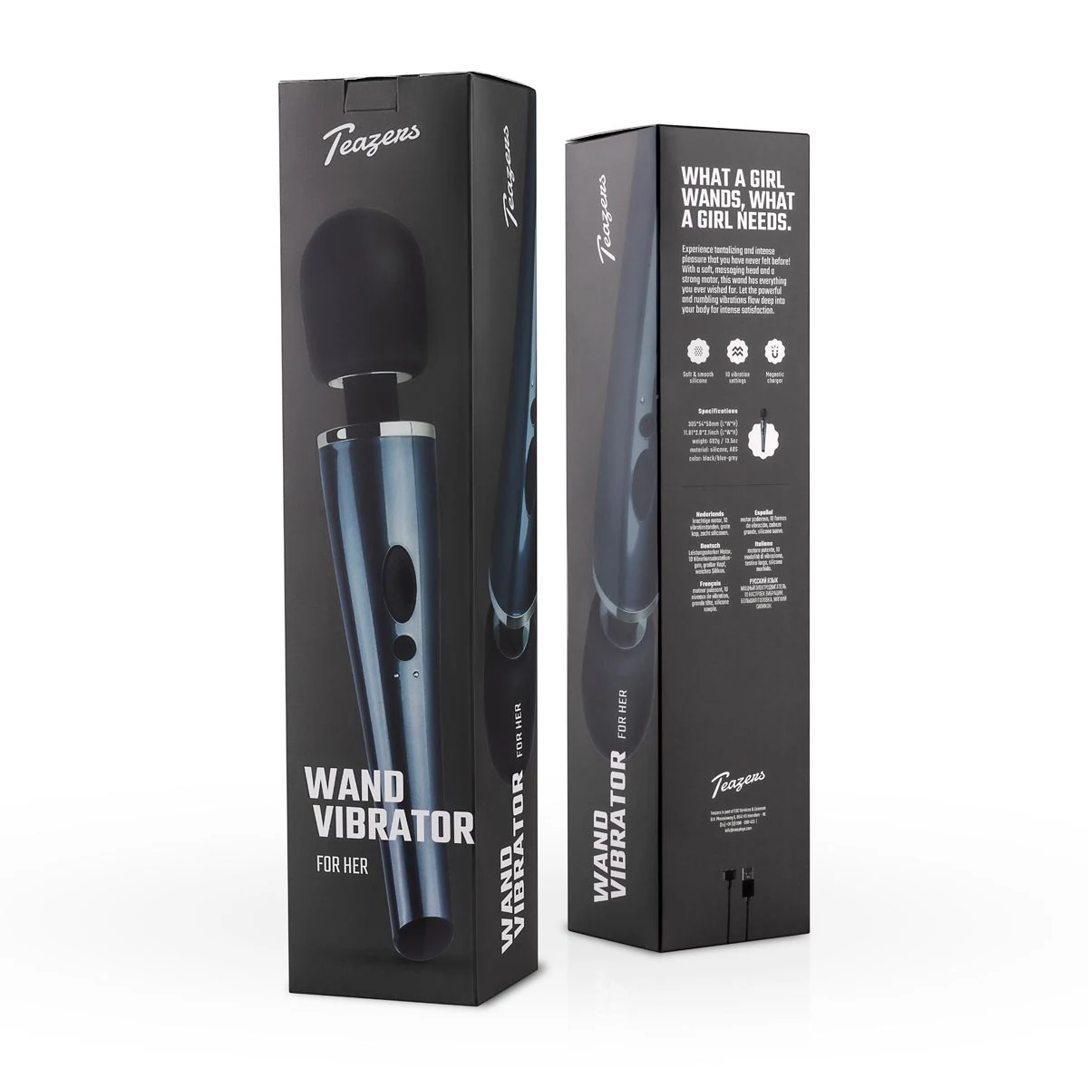Spritzwassergeschützter Teazers Wand Vibrator in Schwarz