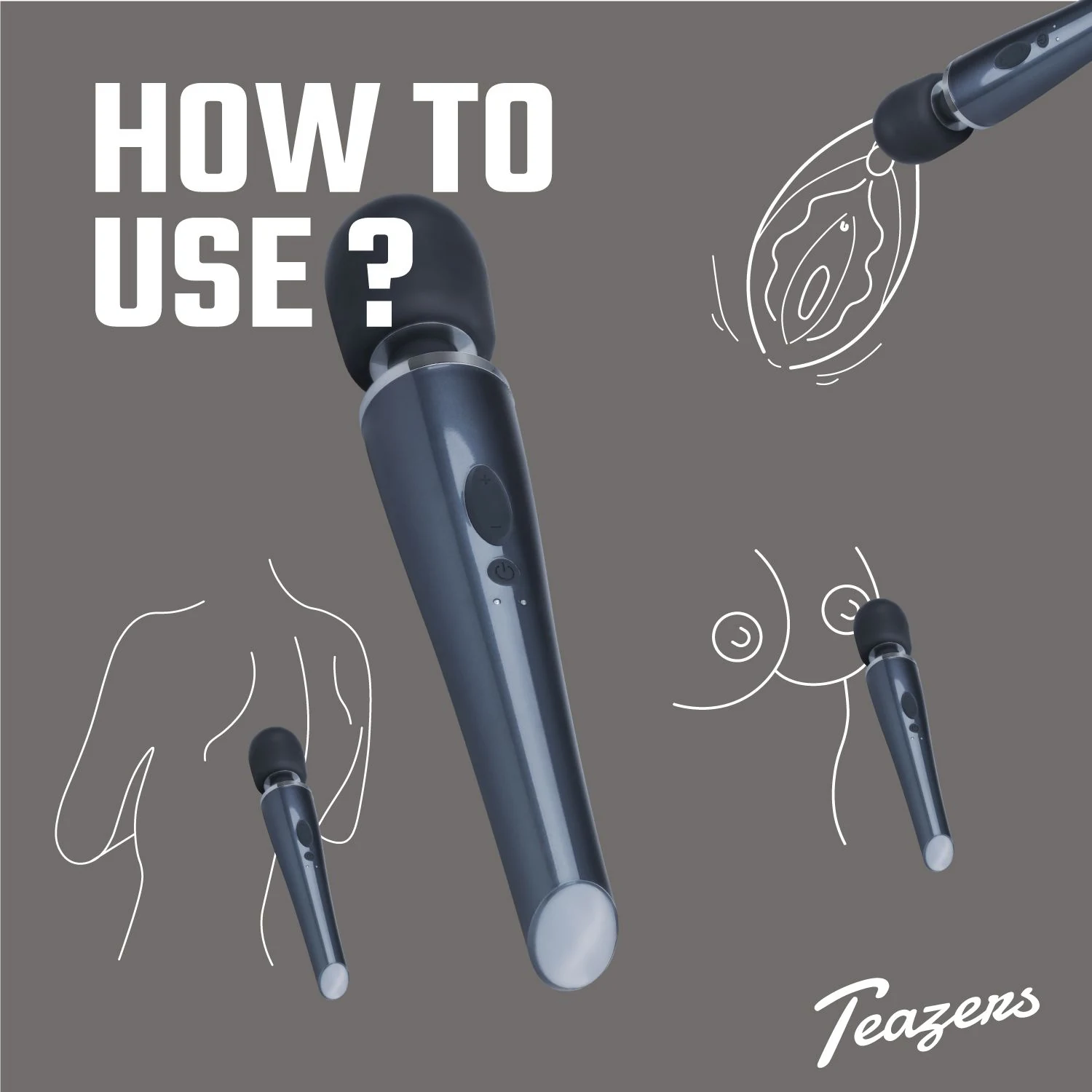 Black Lightning Wand Vibrator schwarz mit großer Spitze für Massagen