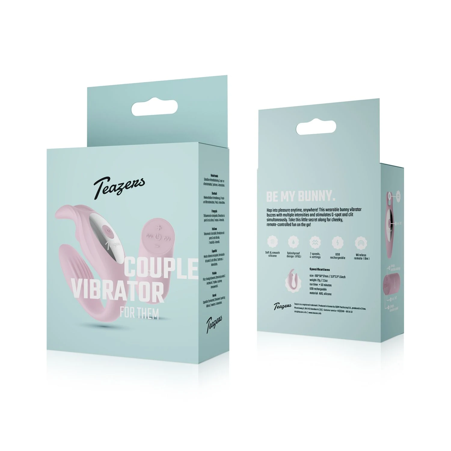 Rosa Teazers Paarvibrator mit Fernsteuerung bis 800 cm