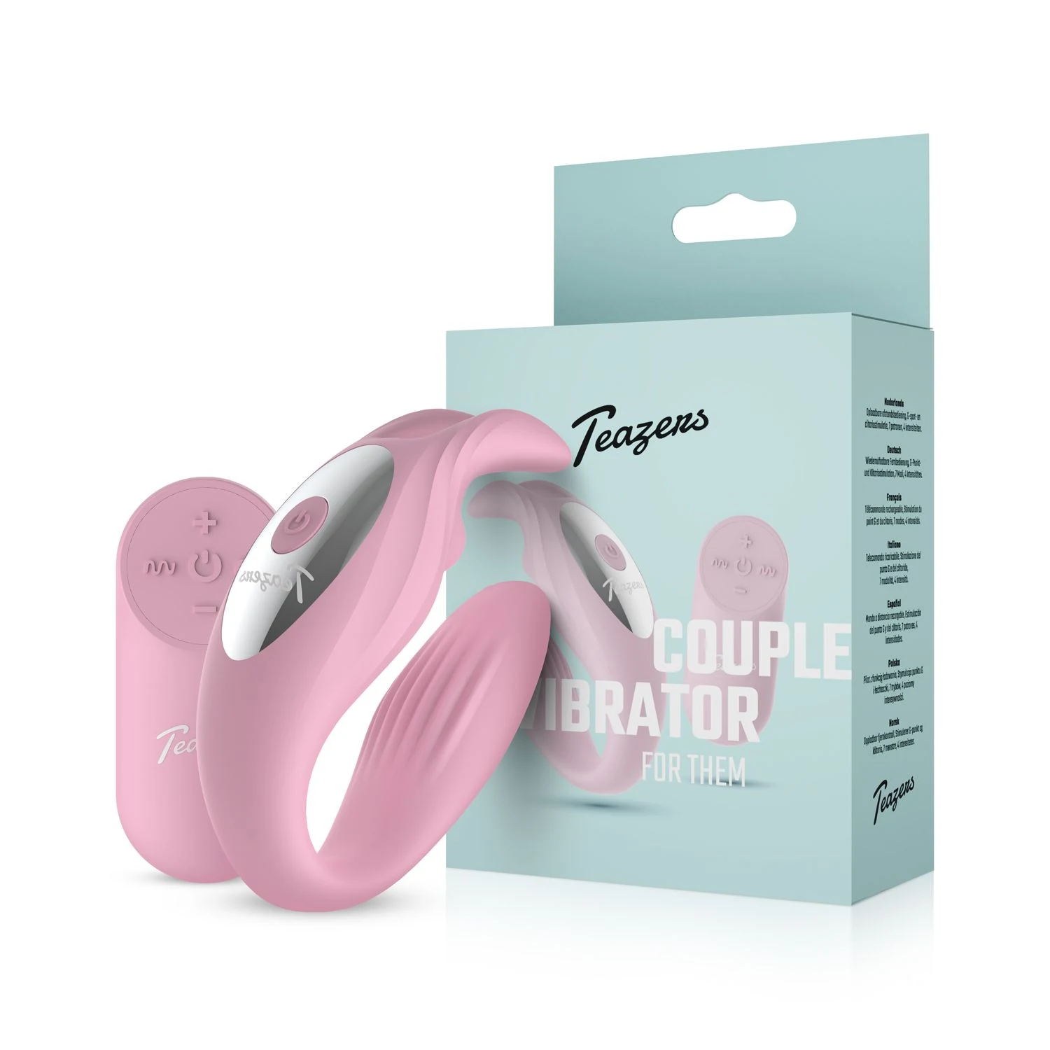 Rosa Paarvibrator aus Silikon und ABS mit USB-Ladekabel