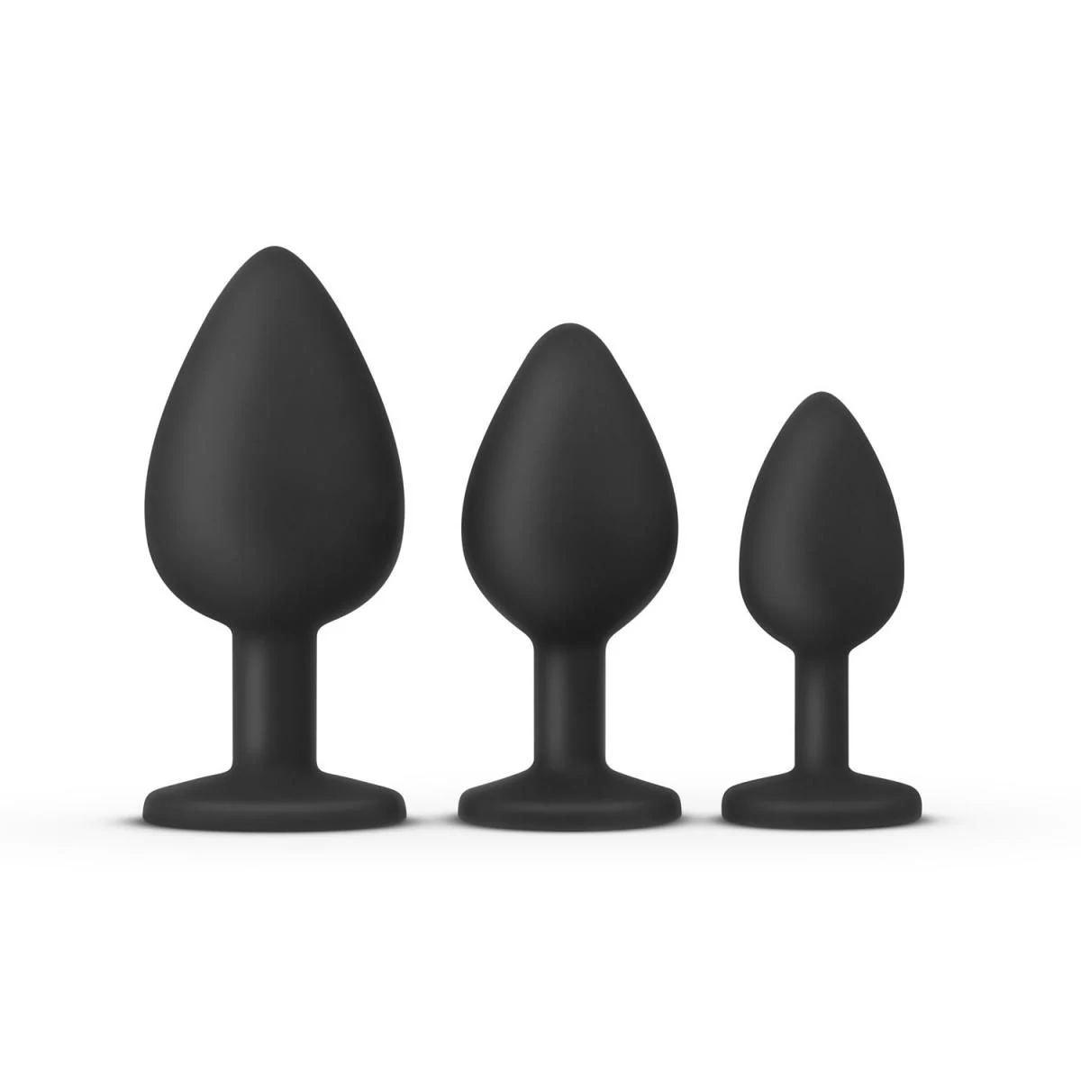 Schwarze Analplugs aus Silikon mit Längen von 7, 8 und 9 cm