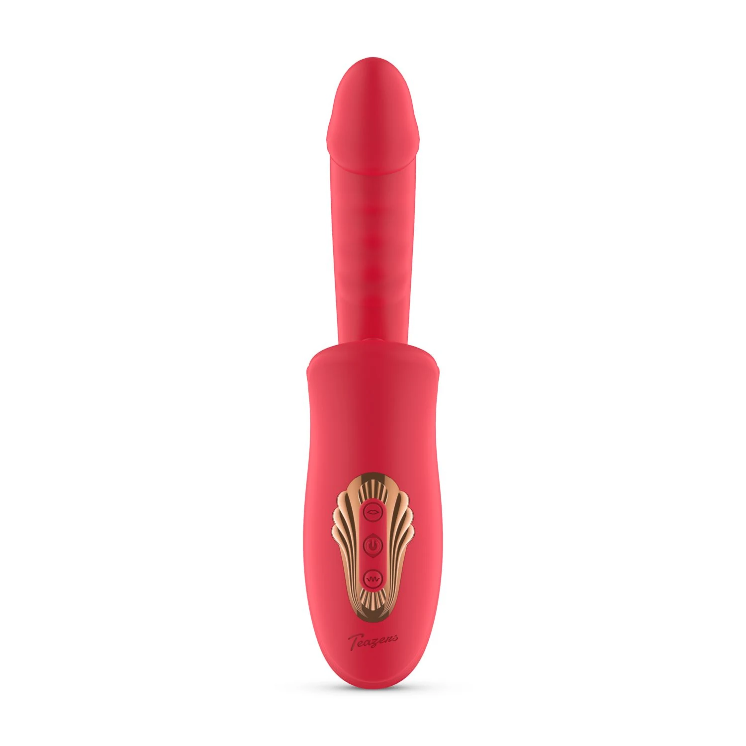Roter Dildo mit Rillen am Schaft für innere Stimulation