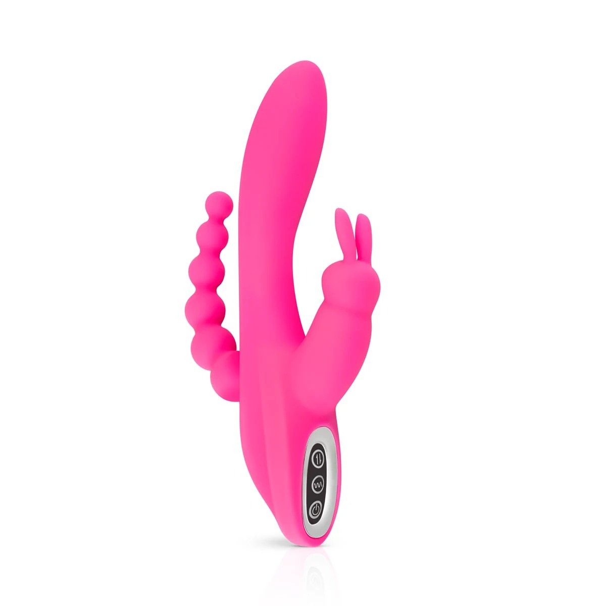 Teazers doppelter Rabbit Vibrator aus rosa Silikon in Gesamtansicht
