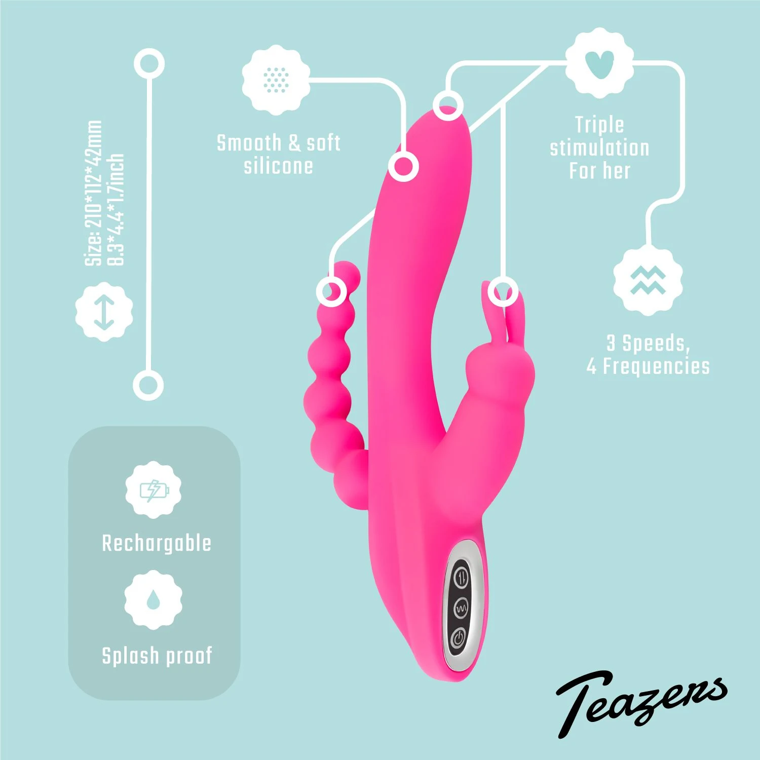 Wasserfester Teazers Rabbit Vibrator mit 10 Stufen