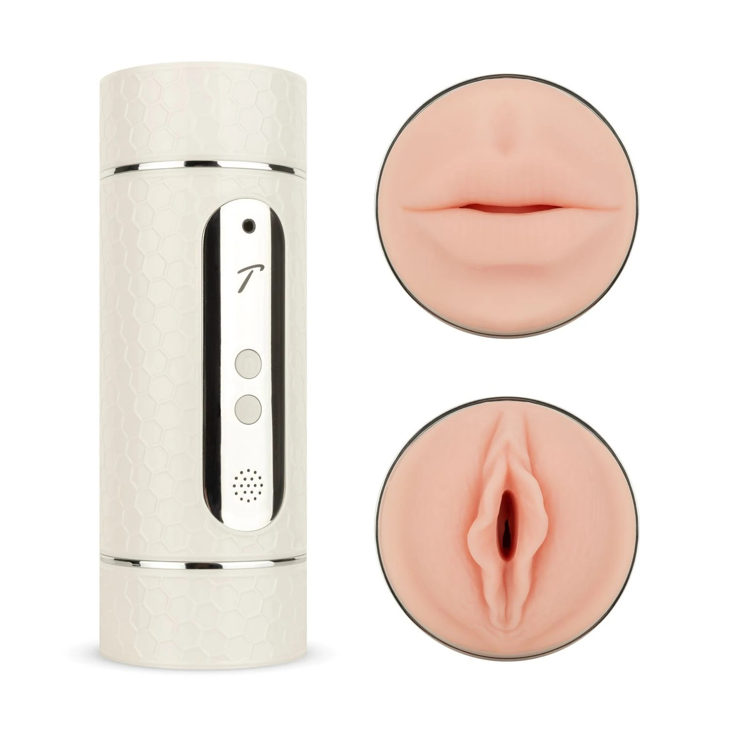 Beiger und weißer Masturbator für ihn mit 12 Vibrationsmodi