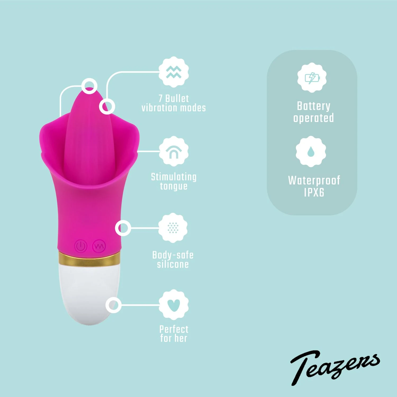 Teazers Klitoris Vibrator Rosa mit Druckknopf-Bedienung