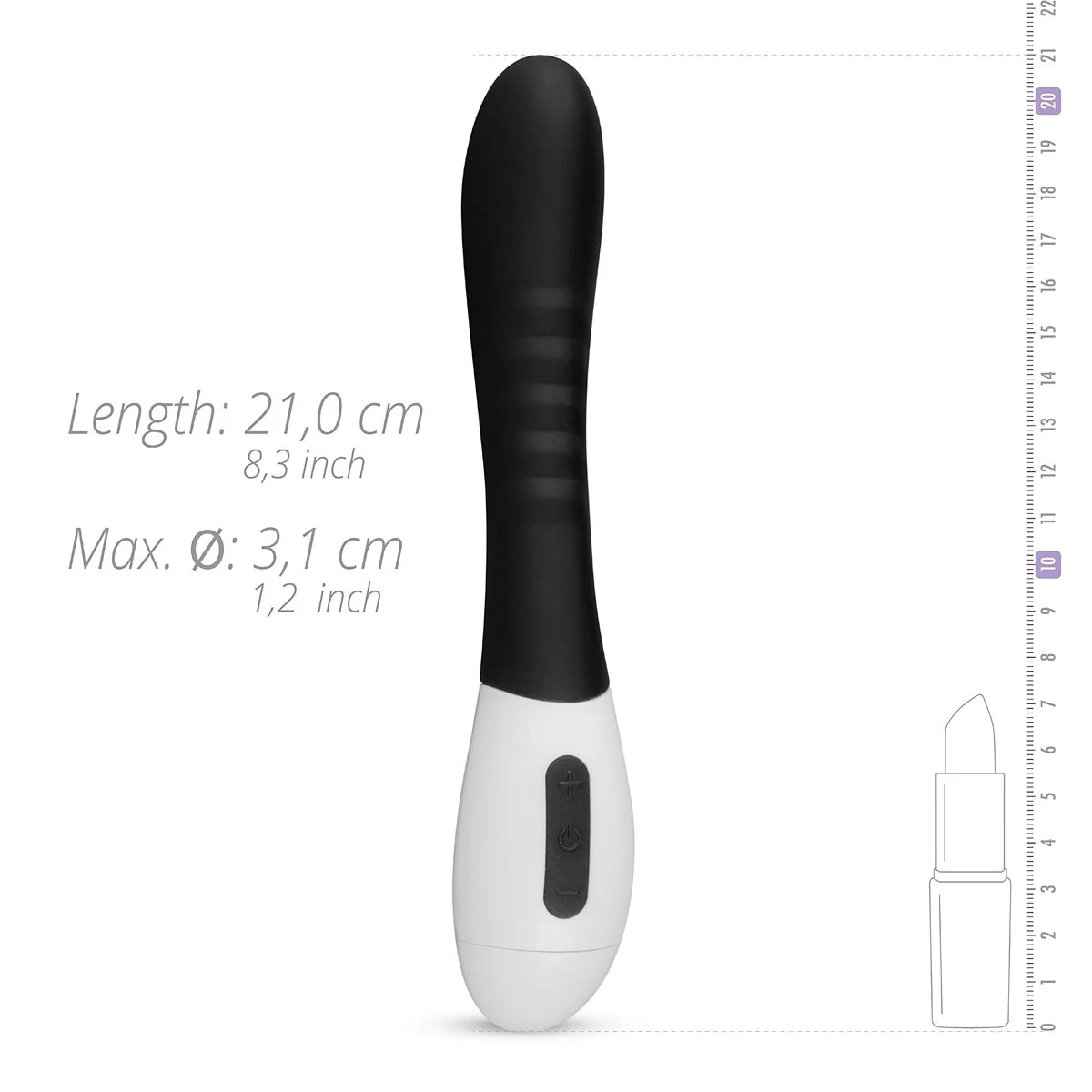 G-Punkt Vibrator schwarz, 200 mm lang und 30 mm breit