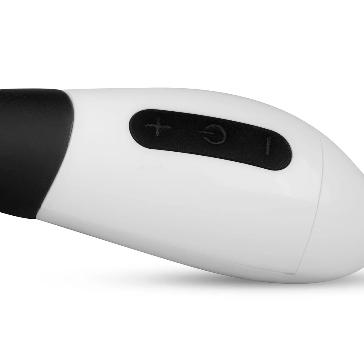Gebogener schwarzer Vibrator mit weichen Rippen und Silikonbeschichtung