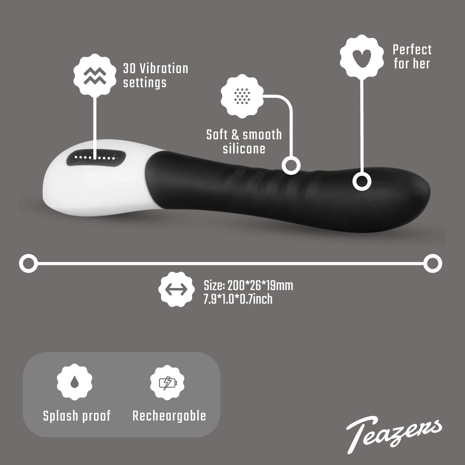 Teazers G-Punkt Vibrator mit Drucktasten für Geschwindigkeiten und Muster