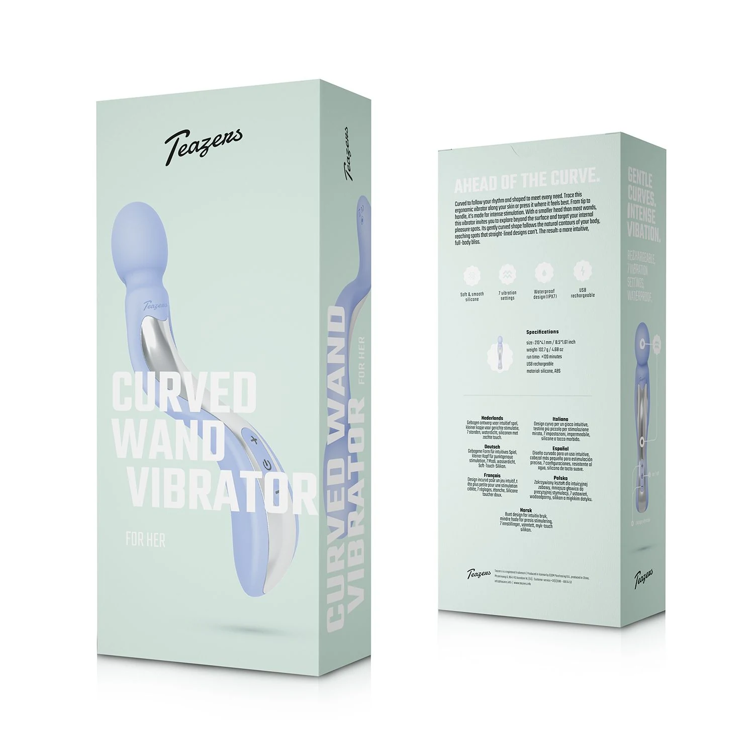 Produktansicht des Teazers gebogenen Wandvibrators in Rosa