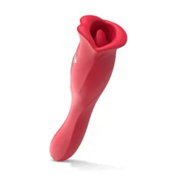 Teazers Klitorisstimulator mit Vibrator in Rot mit glattem Schaft und leckender Zunge