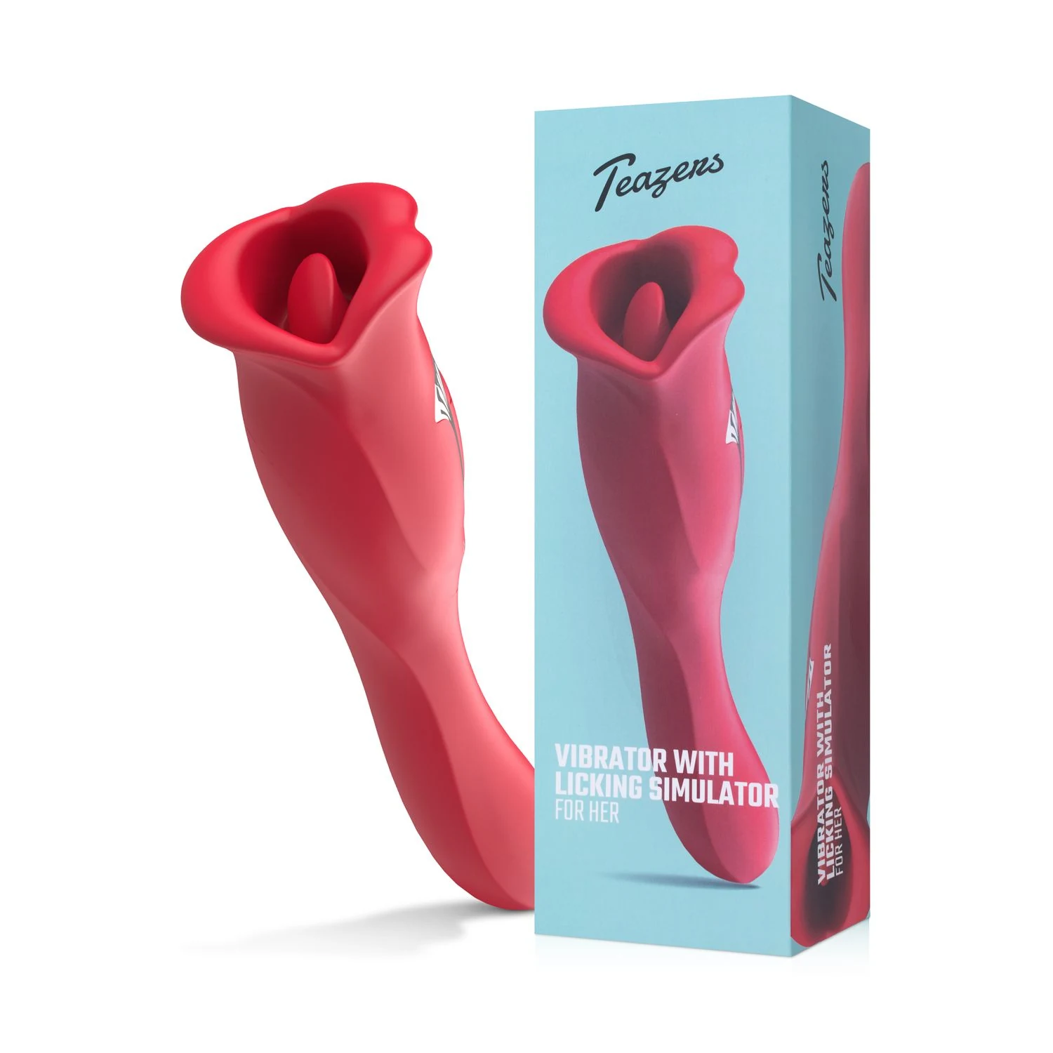Roter Teazers Vibrator mit Klitorisstimulator für innere und äußere Stimulation