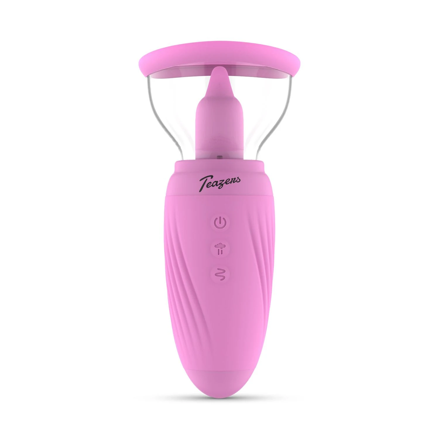Rosa-durchsichtiger Klitorisvibrator mit Saugnapf und separater Steuerung
