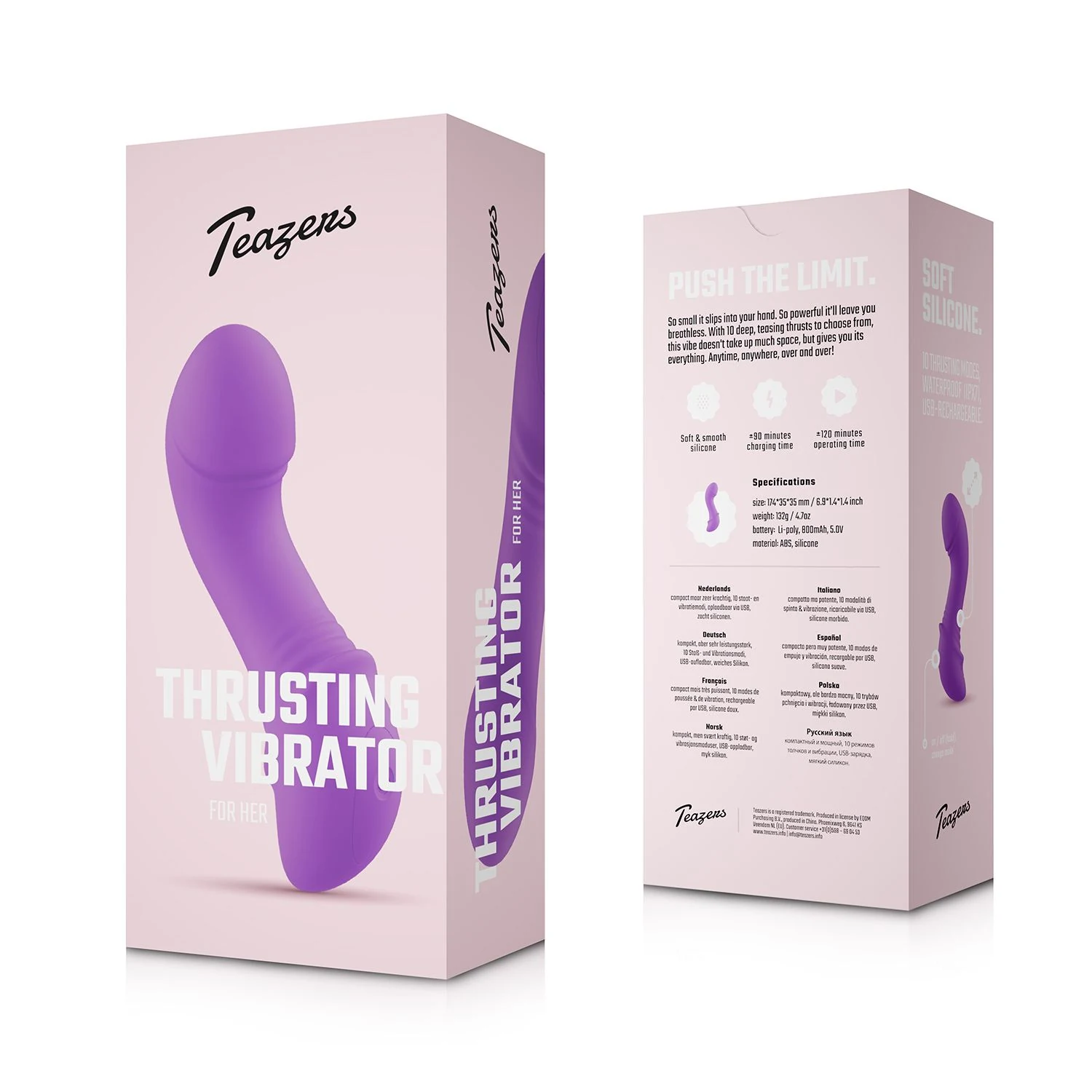 Mini Thrusting Vibrator Lila, wiederaufladbar per USB-Ladekabel