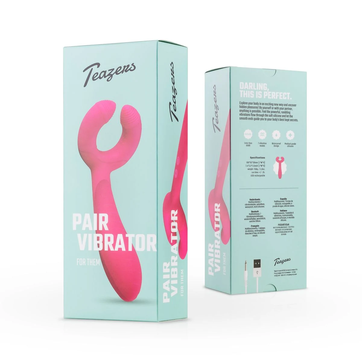 Paarvibrator mit 188 mm Länge und 140 mm Einführtiefe