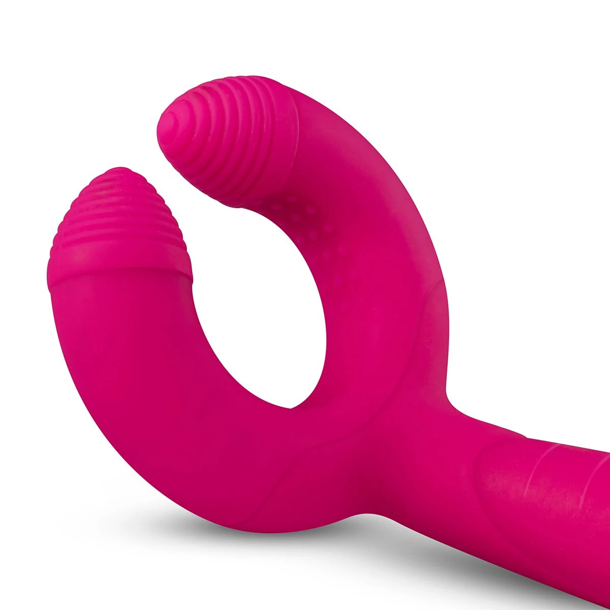 Rosa Vibrator mit Nieten im Ring für zusätzliche Stimulation