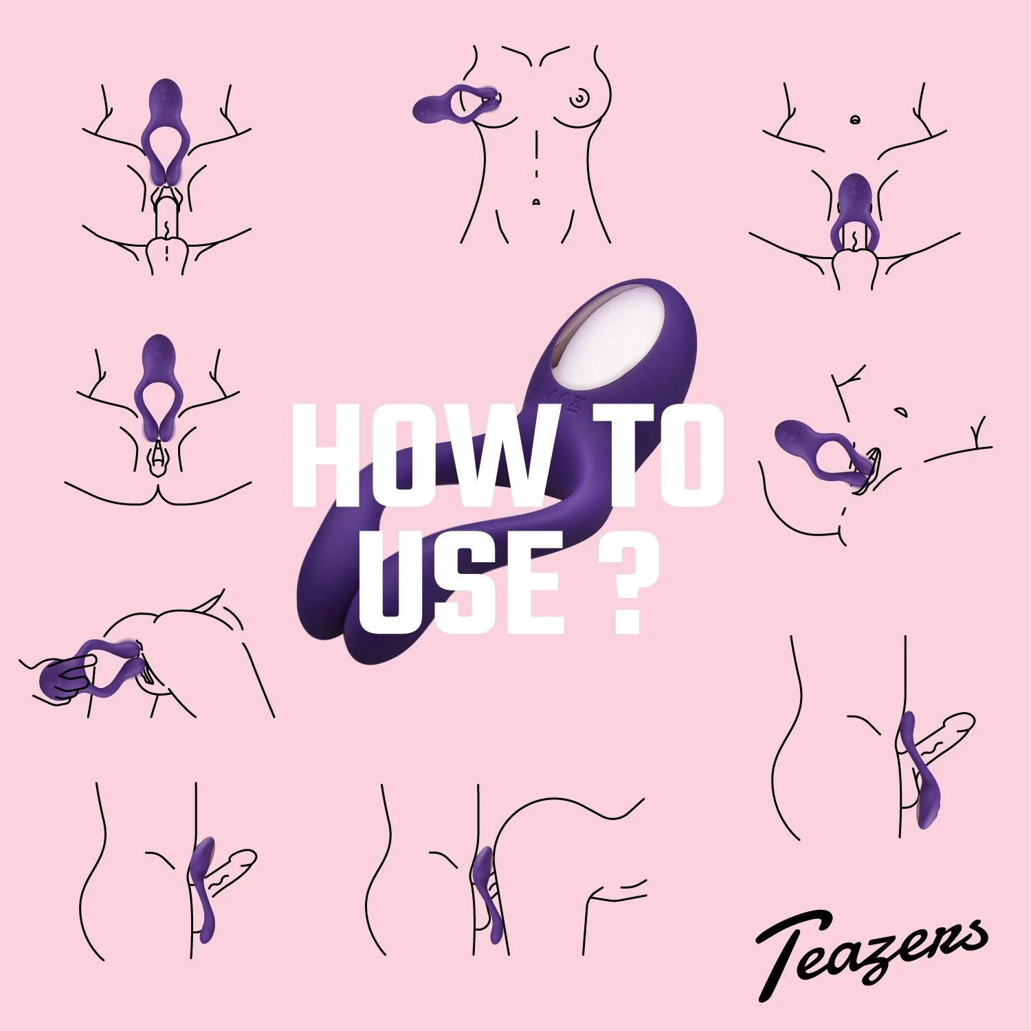 Wiederaufladbarer Partner Multifun Paarvibrator von Teazers mit USB-Ladekabel