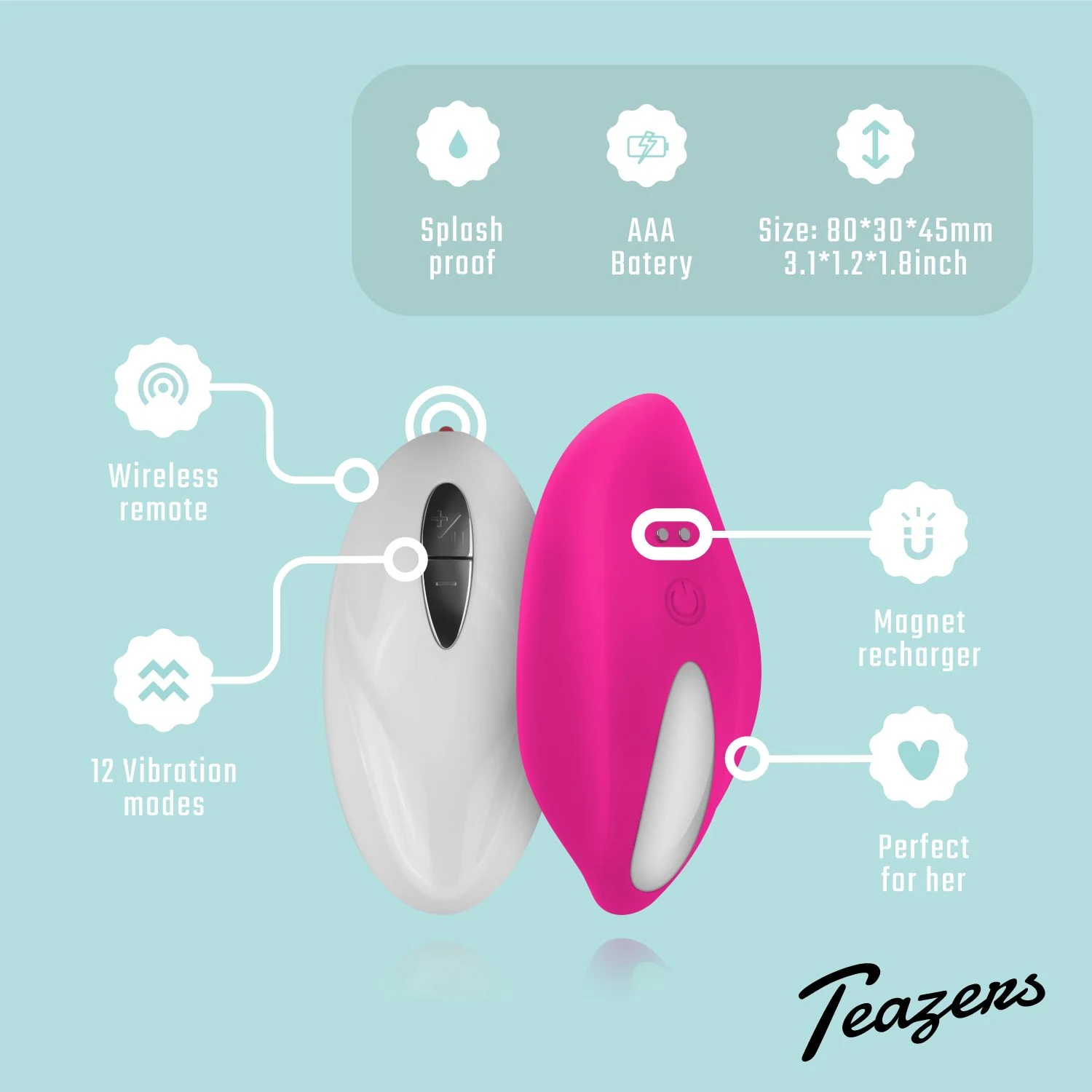 Rosa Klitoris Vibrator mit Multispeed-Vibrationen und Drucktaste