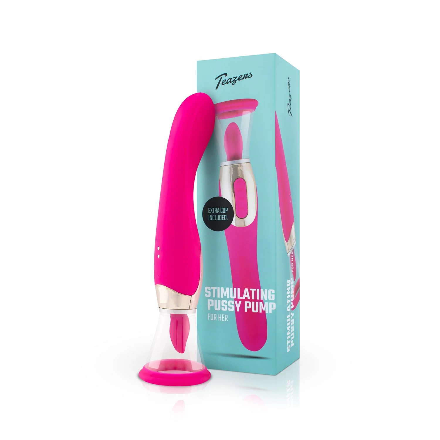 Rosa G-Punkt-Vibrator mit 100 mm Einführtiefe und Vakuumpumpe