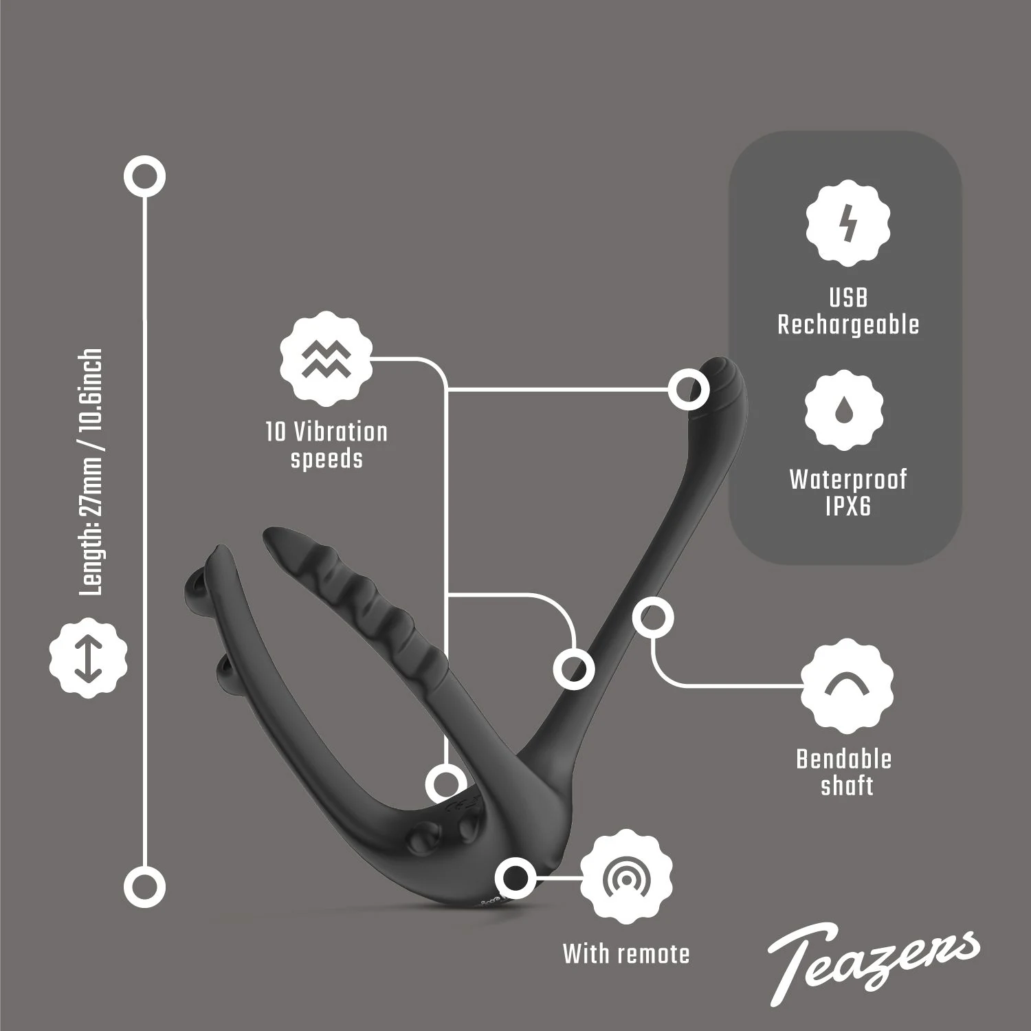 Teazers Toy mit verstellbarem Cockring für Penis, Prostata und Damm