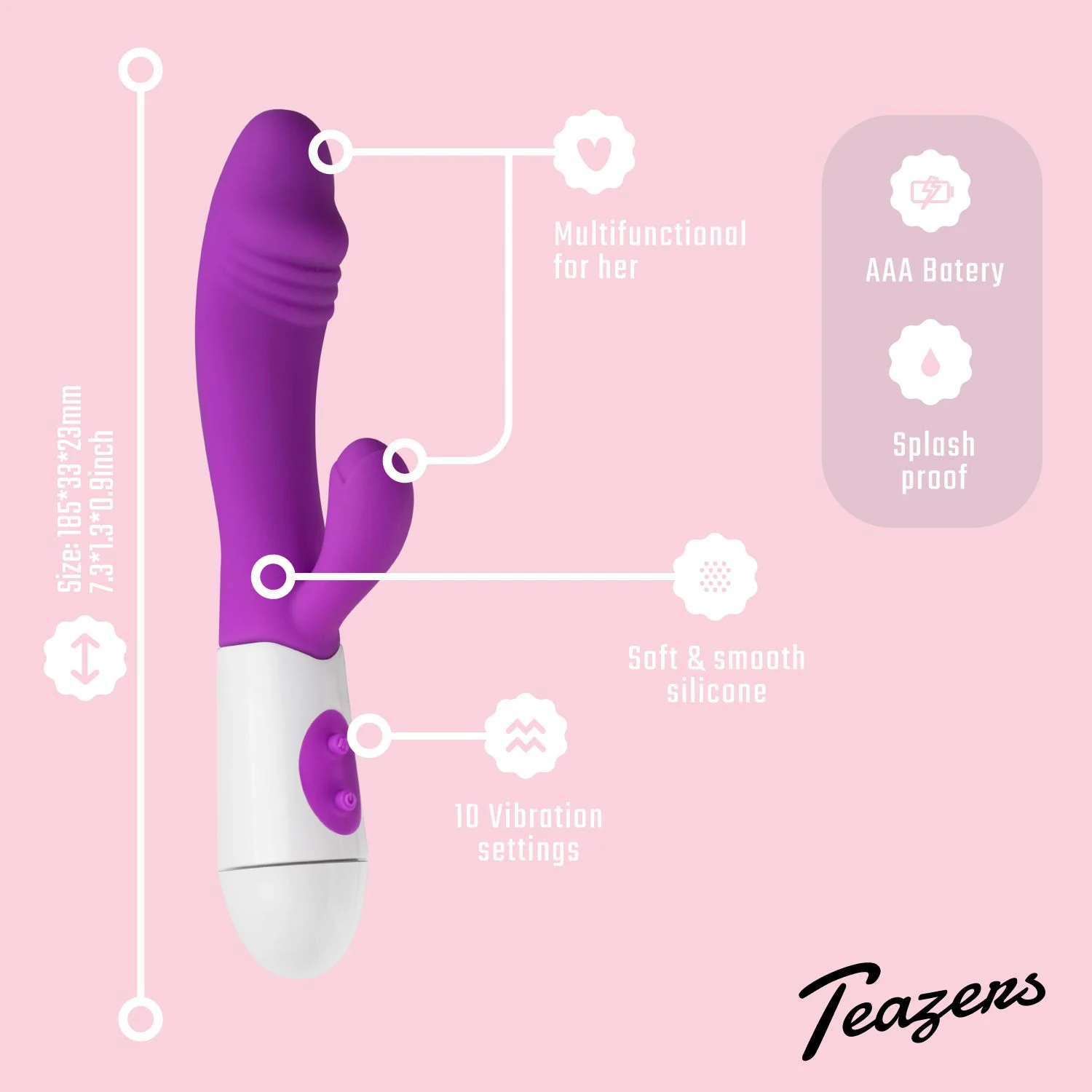 Lila Rabbit Vibrator mit verstellbarer Multispeed-Vibration