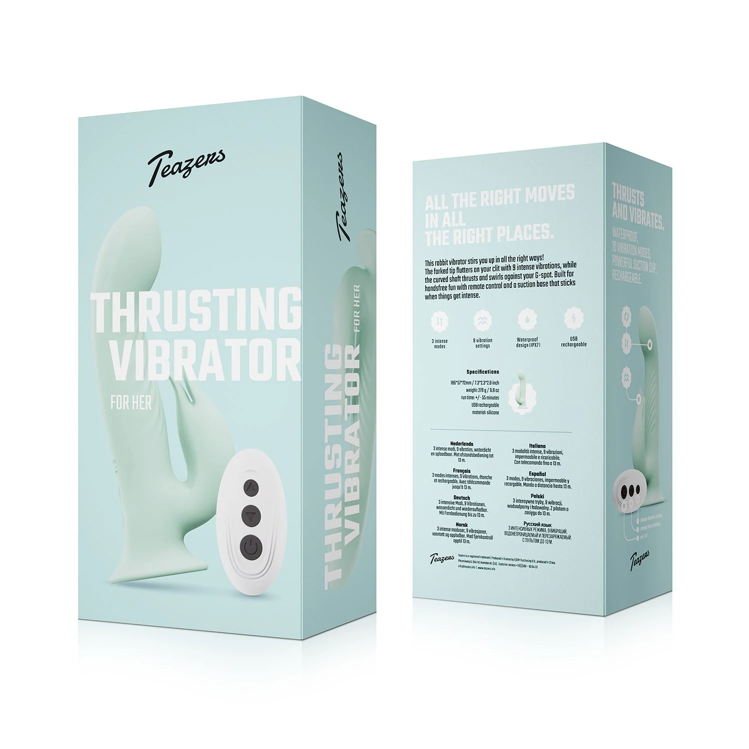 Teazers Rabbit Vibrator mit Druckknopfbedienung und kabelloser Fernbedienung