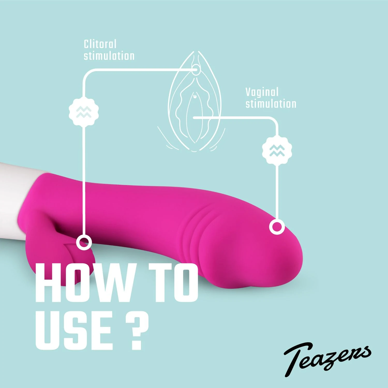 Teazers Silikonvibrator für gleichzeitige innere und äußere Stimulation