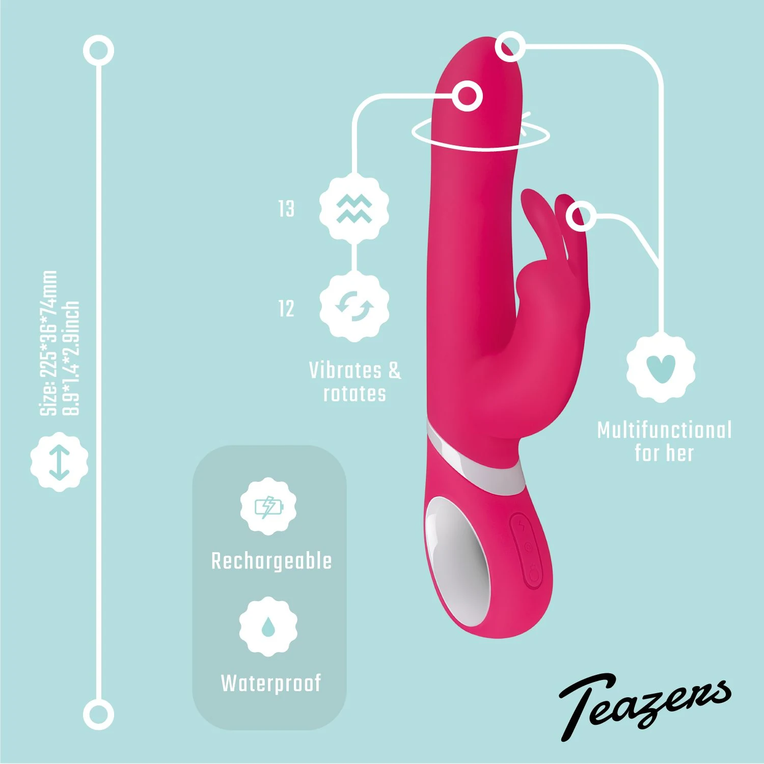 Rosa Vibrator mit 13 Vibrationseinstellungen