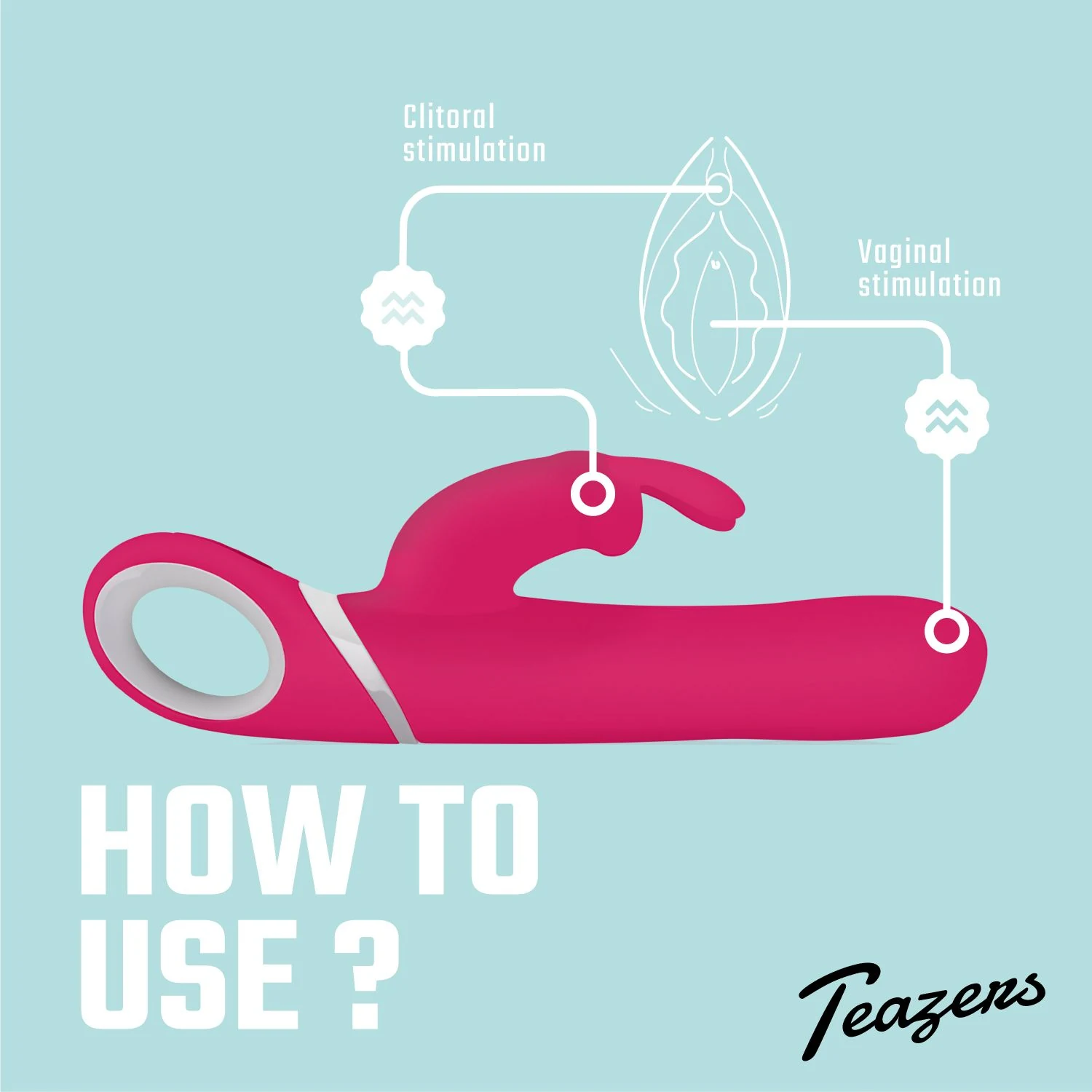 Teazers Kaninchenvibrator in Rosa mit 3 Motoren