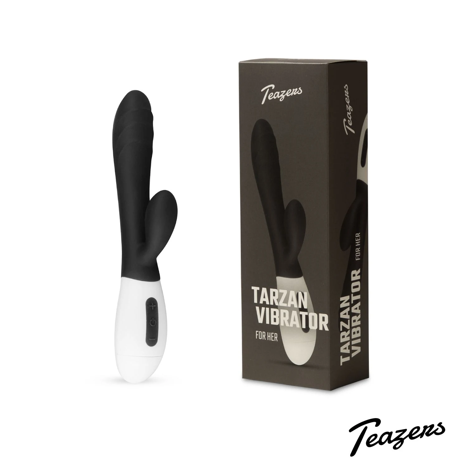Schwarzer Rabbit Vibrator aus Silikon für G-Punkt- und Klitoris-Stimulation