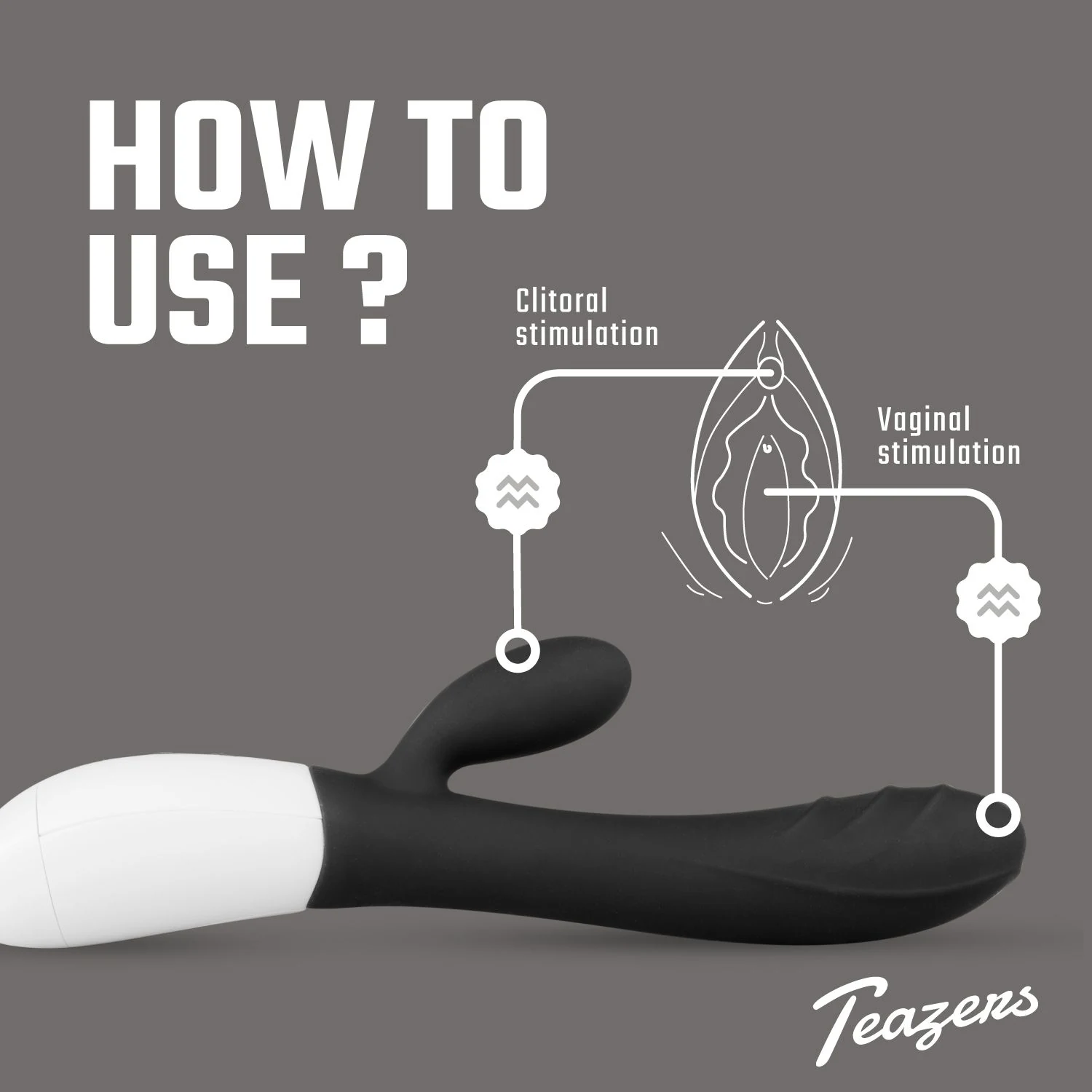 Teazers Vibrator mit gerippter Struktur an der gewölbten Oberseite